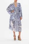 Camilla Blouson Sleeve Layer Glaze And Graze In Blue/white