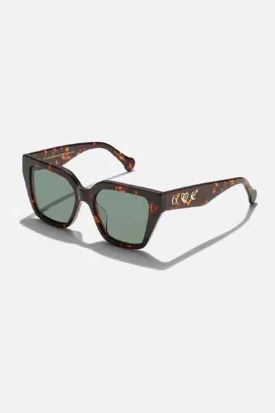 Camilla Bottomless Brunch Sunglasses Dark Tort Monogram In Green