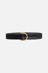 Camilla Braided Leopard Buckle Belt Solid Black In Black