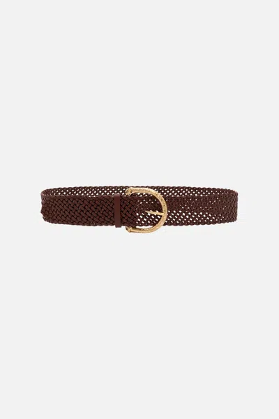 Camilla Braided Leopard Buckle Belt Tan In Gold