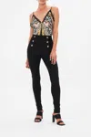 Camilla Button Embellished Ponte Pant Florence Field Day In Black