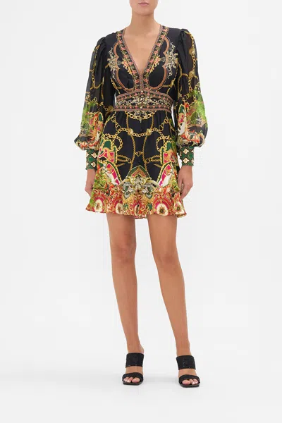Camilla Button Front Frill Dress Jealousy And Jewels In Black