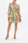 Camilla Button Front Frill Dress Porcelain Dream In Green