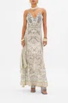 Camilla Button Front Strappy Dress Ivory Tower Tales In Beige/green