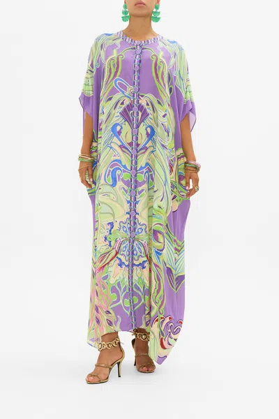 Camilla Button Through Batwing Kaftan Amsterdam Jewel In Purple