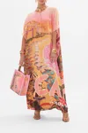 Camilla Button Through Batwing Kaftan Capri Me In Orange/peach/