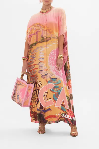 Camilla Button Through Batwing Kaftan Capri Me In Multi