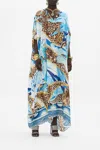 Camilla Button Through Batwing Kaftan Sky Cheetah In Blue/grey