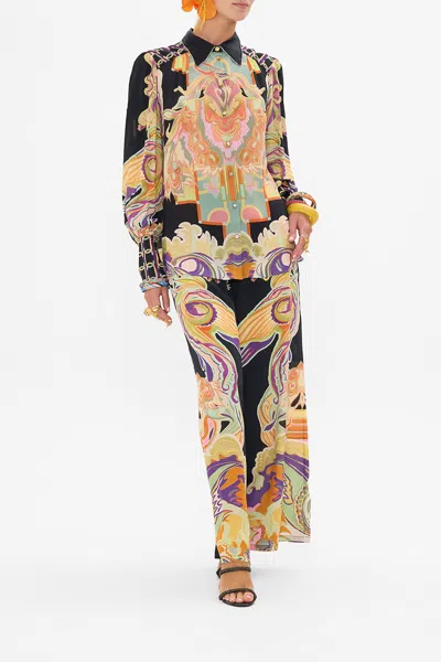 Camilla Button Through Blouson Sleeve Blouse Club Cinemania In Black