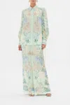 Camilla Floral Silk Button-front Blouson-sleeve Blouse