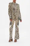 Camilla Button Through Blouson Sleeve Blouse Mosaic Muse In Brown/grey/white
