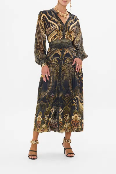 Camilla Button Through Dress With Yoke Nouveau Noir In Black