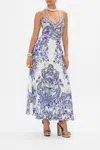 Camilla Button Through Skirt In Glaze And Graze In Blue/white