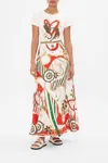 Camilla Button Through Skirt Saluti Summertime In White