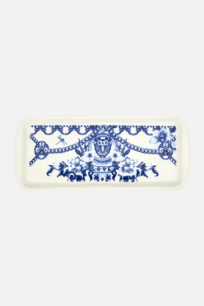 Camilla Ceramic Tray 34.5cm X 14.5cm Glaze And Graze In Blue/white