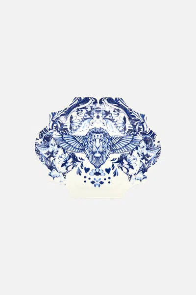 Camilla Ceramic Wall Plate 23cm X 18cm Glaze And Graze In Blue/white