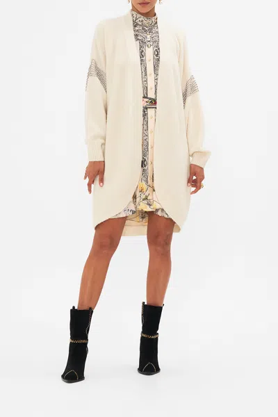 Camilla Cocoon Knit Layer Etched Into Eternity In Beige/white