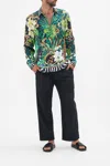 Camilla Collared Long Sleeve Shirt Sing My Song In Green