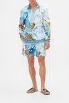 Camilla Collared Long Sleeve Shirt Sky Cheetah In Blue/grey