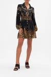 Camilla Collared Shaped Waistband Dress Jungle Dreaming In Black