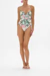 Camilla Petal Promise Land Continuous Wire Molded One-piece Swimsuit In Blue/green