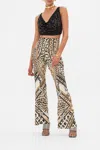 Camilla Cowl Neck Jersey Top Mosaic Muse In Black/brown/grey