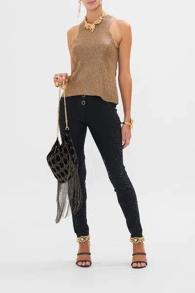 Camilla Crew Neck Knit Cami - Gold Nouveau Noir