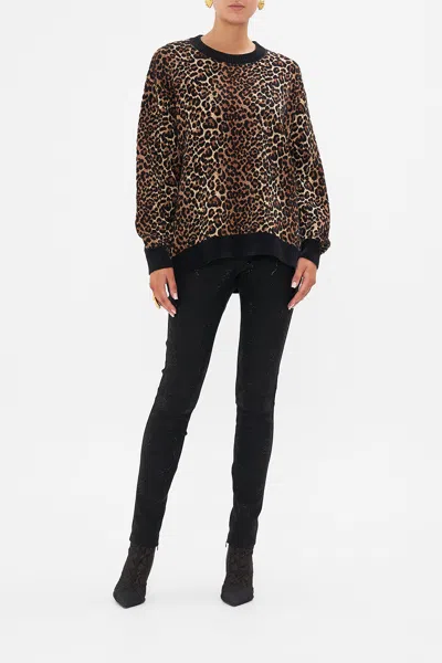 Camilla Crew Neck Oversized Knit Amsterglam In Black/brown