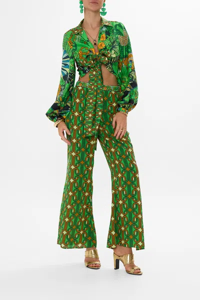 Camilla Cropped Wrap Shirt Good Vibes Generation In Green