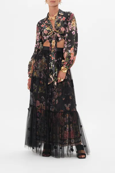 Camilla Cropped Wrap Shirt Letters From A Vineyard In Black