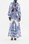 Camilla Cropped Wrap Shirt With Borderie Yoke Glaze And Graze In Blue/white