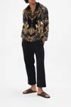 Camilla Cropped Zip Through Jacket Duomo Dynasty In Black/gold