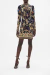 Camilla Cross Front Mini Dress Play Your Cards Right In Gold/navy