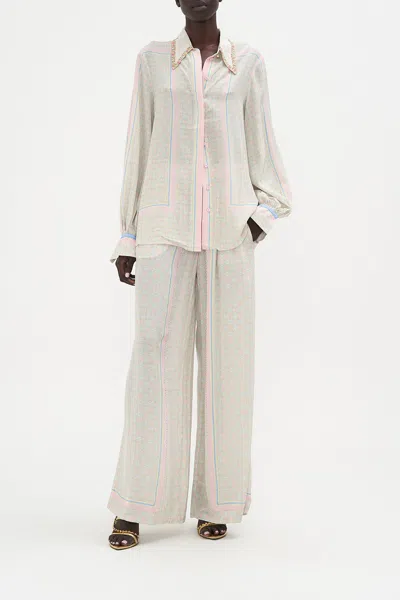 Camilla Curved Collar Blouse Sunlight Symphony In White