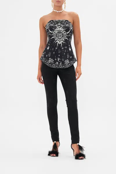 Camilla Curved Hem Zip Detail Corset Tales Of Tattoo In Black