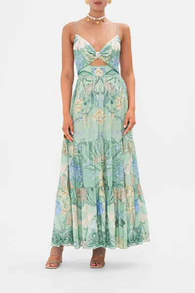Camilla Cut Out Bodice Dress With Tiered Skirt Dreaming In Dutch In Baby Blue
