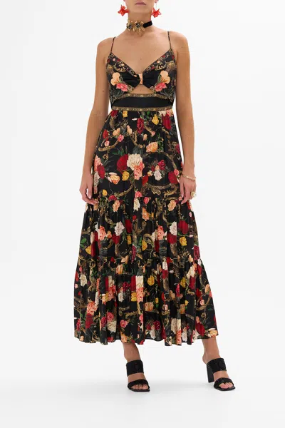 Camilla Cut Out Bodice Dress With Tiered Skirt Magic In The Manuscripts In Black