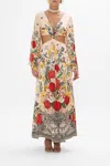 Camilla Printed Flared Sleeve Dress In Beige/