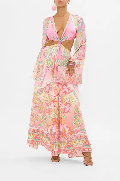 Camilla Cut Out Dress With Knot Front Tea With Tuschinski In Pink