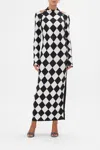 Camilla Cut Out Shoulder Jersey Dress Duomo Dynasty In Black/gold