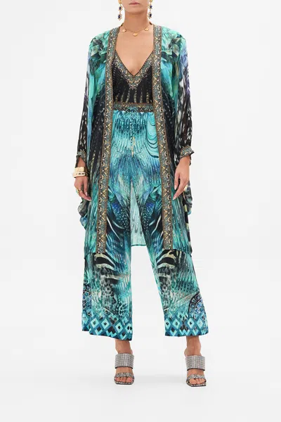 Camilla Dramatic Sleeve Cocoon Layer Azure Allure In Blue