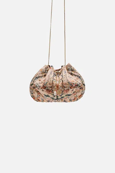 Camilla Drawstring Pouch With Chain Strap Rose Garden Revolution In Gold