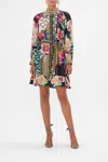 Camilla Drop Sleeve Shirt Dress Printed Prima Vera In Black
