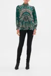 Camilla Drop Sleeve Swing Blouse A Venice Veil In Green