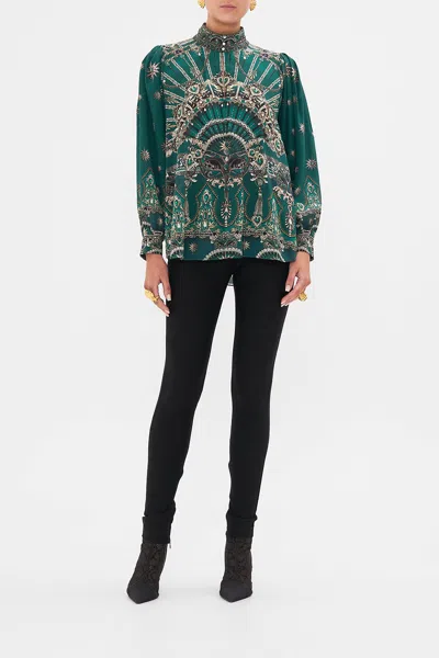 Camilla Drop Sleeve Swing Blouse A Venice Veil In Green