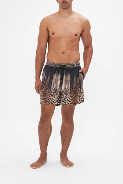 Camilla Elastic Waist Boardshort Jungle Dreaming In Brown