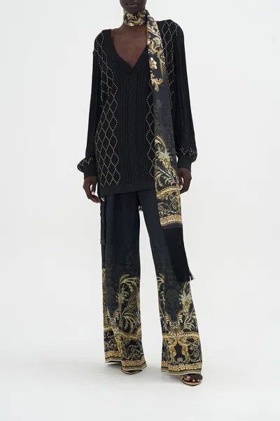 Camilla Embellished V Neck Knit The Night Is Noir In Black