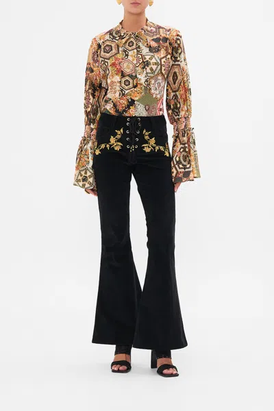 Camilla Eyelet Front Pant - Black Stitched In Time