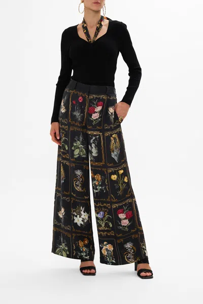 Camilla Fitted Knit Top With Silk Tie Magic In The Manuscripts In Black