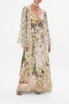 Camilla Flare Sleeve Long Robe Renaissance Romance In Beige/green